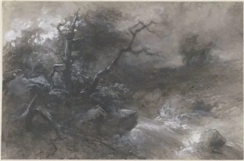 Ferdinand Carl Sierich, Stormachtig landschap met beek