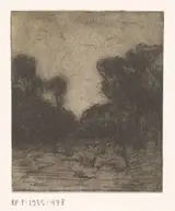 Hermannus Adrianus van Oosterzee, Landschap met bomen bij avond