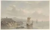 Christiaan Lodewijk Willem Dreibholtz, Kustlandschap met haven en schepen op het water