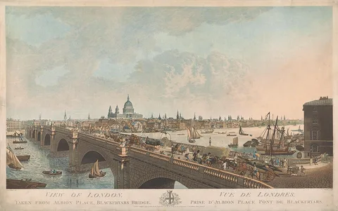 Joseph Constantine Stadler, View of London, taken from Albion Place, Blackfryar Bridge