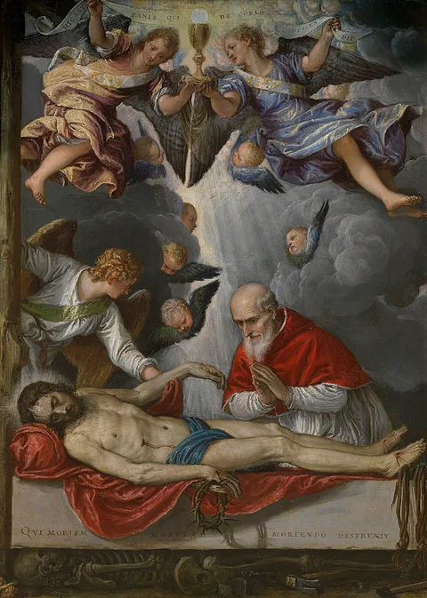 Parrasio Micheli, The dead Christ venerated by Pius V