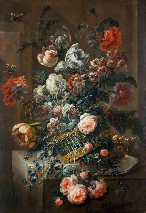 Jan Baptist Morel, Flower Piece with Variegated Tulips