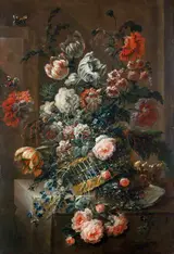 Jan Baptist Morel, Flower Piece with Variegated Tulips
