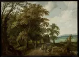 Willem van den Bundel, Landscape with travellers on the road