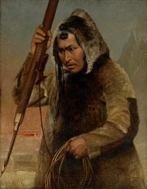 Hugh Collins, Eskimo Throwing a Harpoon