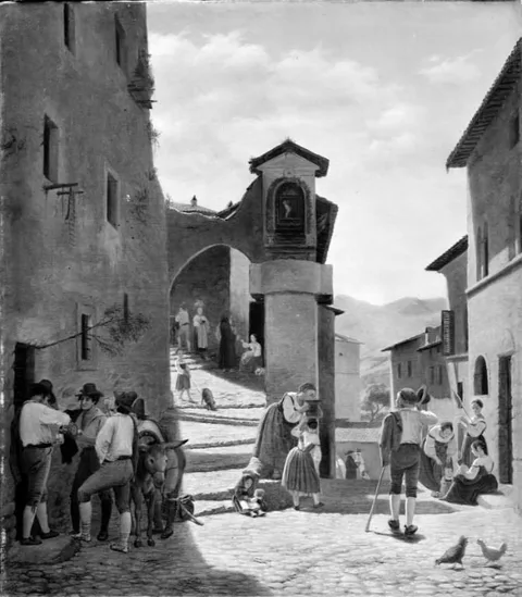 Julius Friedlænder, Street Scene in Subiaco, Italy