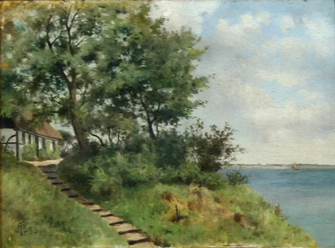 Johan Friderich Bergsøe, An inlet scenery near Damgard Manor, Denmark.