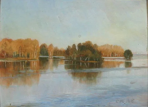Carl Møller, Trees at the edge of a lake.