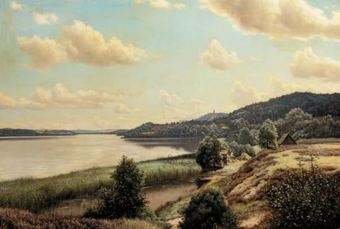 Adolph Larsen, An extensive lake landscape.