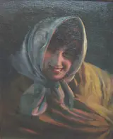 Manuel Cusí i Ferret, Girl with Shawl and Headscarf