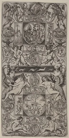 Nicoletto de Modène, Ornament Panel with Orpheus and the Judgment of Paris