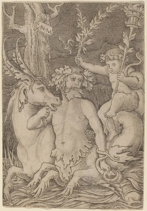 Nicoletto de Modène, Triton Carrying a Child