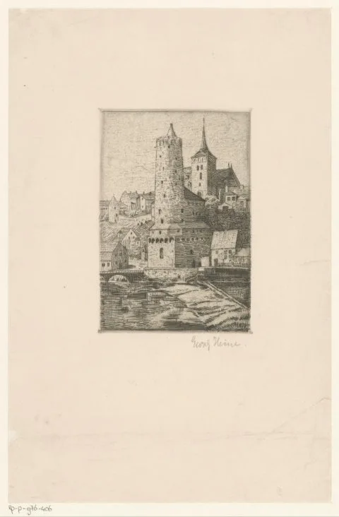 Georg Heine, Stadsgezicht met twee torens