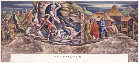 Archie Musick, The Legend of Bubbling Springs (mural study, Manitou Springs, Colorado Post Office)