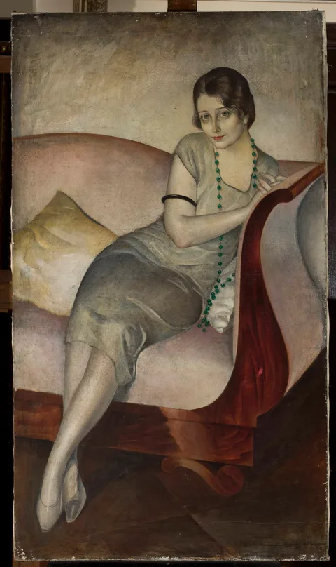 Jan Rudnicki, Portrait of a lady on a couch