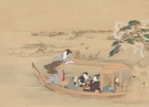 Teisai Hokuba, Pleasure Boat on the Sumida River