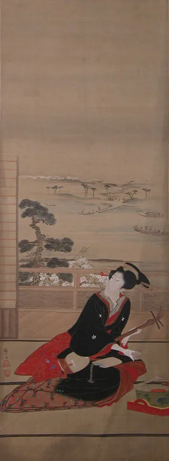 Teisai Hokuba, Female Entertainer with Shamisen