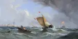 William Calcott Knell, Fishing Boats Hauling Nets near Lowestoft