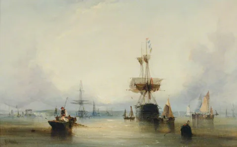 William Calcott Knell, View of Portsmouth from Cowes, Isle of Wight