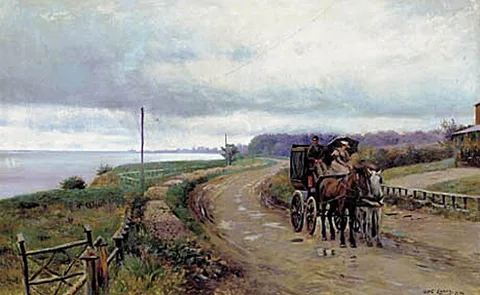 Carl Carlsen, Mail coach on a road in North Zealand in summer.