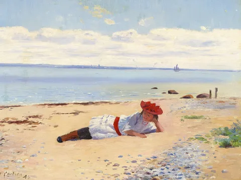 Carl Carlsen, Young woman on a beach.