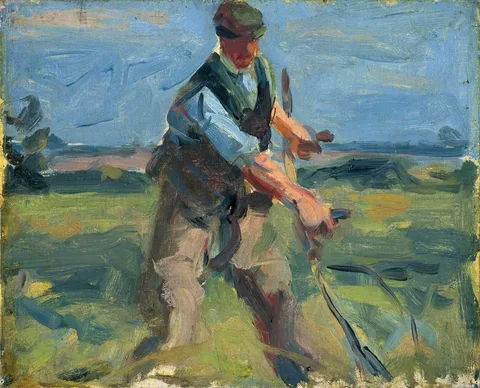 Harry Becker, A Man with a Scythe, Mowing
