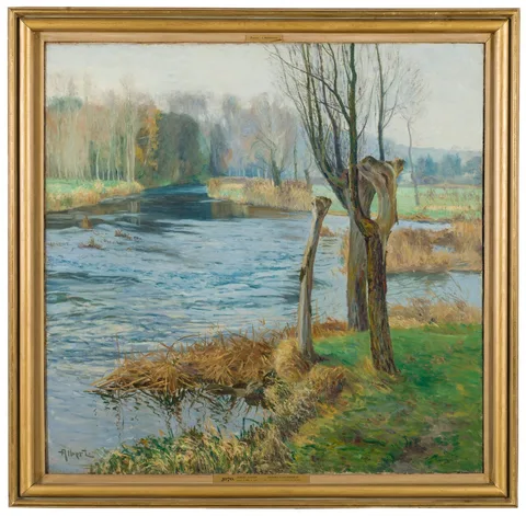 Gustave Albert, French Landscape with Watercourse