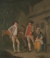 Edward Penny, Widow Costard's cow and goods, distrained for taxes, are redeemed by the generosity of Johnny Pearmain