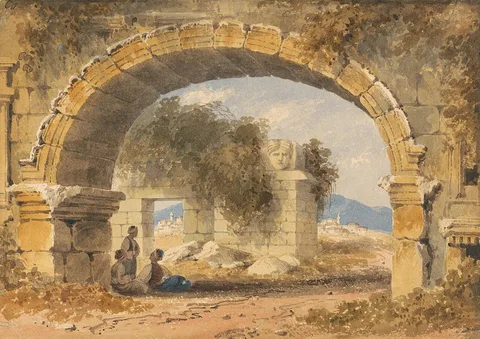 William Page, Figures Seated Under a Stone Arch