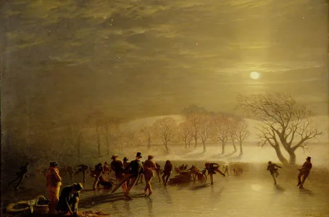 Charles Lees, Skaters, Duddingston Loch by Moonlight