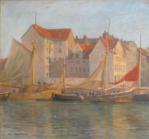 Axel Johansen, A well smack at Knippelsbro, Copenhagen.