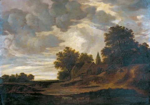 Pieter Nolpe, Landscape with a Church and Cattle