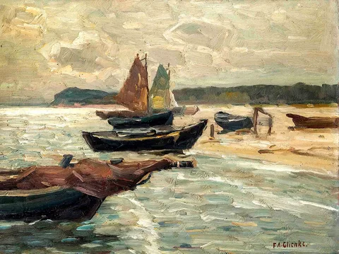 Ferdinand August Glienke, Boats on the beach