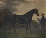 Édouard Lacretelle, The Horse 'Chippendale' with a Groom in a Landscape