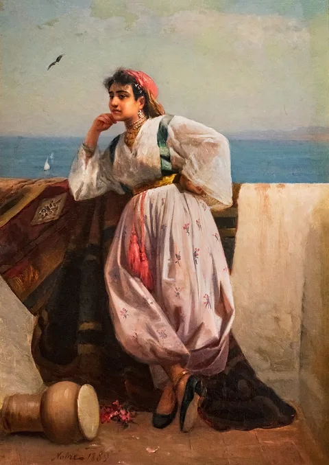 Maxime Noiré, Young oriental girl on a terrace in Algiers