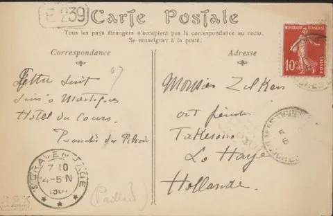 Henri Paillard, Prentbriefkaart aan Philip Zilcken