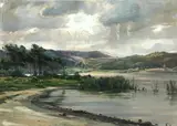 Johannes Boesen, An autumn landscape at a lakeside.