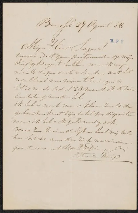 Henri Knip, Brief aan P. Segers