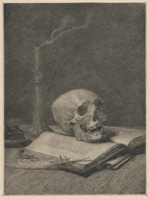 Ignacy Łopieński, Still Life with Skull by Ignacy Łopieński