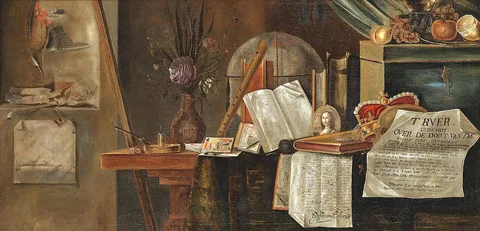Godfriedt van Bochoutt, Vanitas still life with a poem concerning the death of Charles I