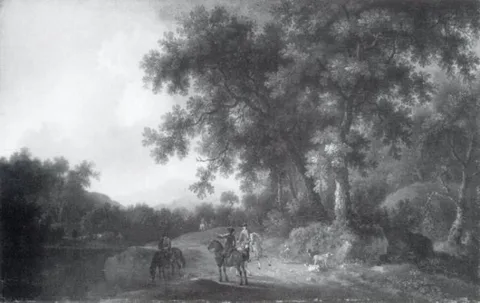 Wilhelm Friedrich Hirt, A Hunting Party at the Edge of a Forest