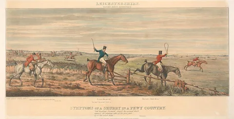 John Dean Paul, Fox Hunting [set of four]: Leicestershire 'Gaudet Equis Canisbusque'. No. 3. Symptoms of a Skurry in a Pewy Country...