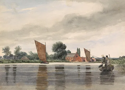 Alfred Priest, Coldham Hall, with H. Priest and C. Turner Angling, 1835