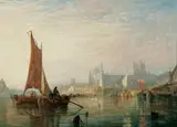 Alfred George Stannard, River Scene with Peterborough Cathedral in the Distance