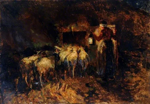 Willem van der Nat, Sheep in a Barn
