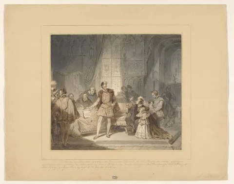 Samuel de Vletter, Sabina van Beieren smeekt de hertog van Alva om het leven van haar echtgenoot, de graaf van Egmond