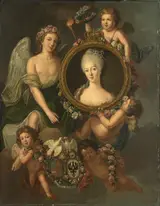 Frédéric Reclam, Portrait of Wilhelmina of Prussia in a medallion with allusions to her marriage to Prince William V on 4 October 1767 in Berlin (Frederika Sophia Wilhelmina)