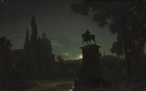 Bernhard Stange, Square in Venice at Moonlight