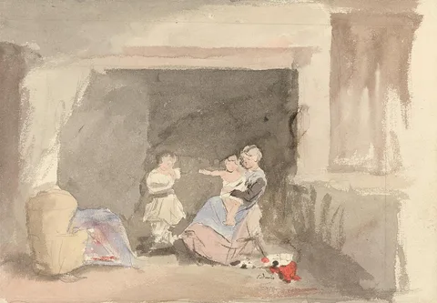 Edward Davis, Interior with Mother and Two Children
