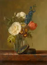 Christiaan van Pol, Still Life of a Rose, a Tulip